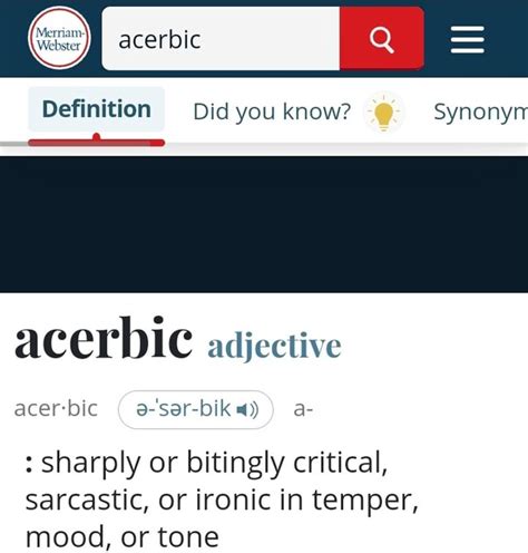 acerbic humour definition